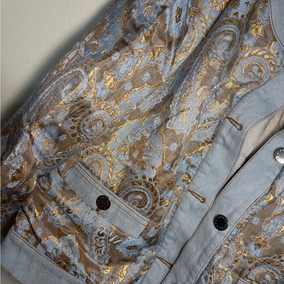 Elegant Women's Blue and Gold Bomber Jacket - Picture 7 of 16